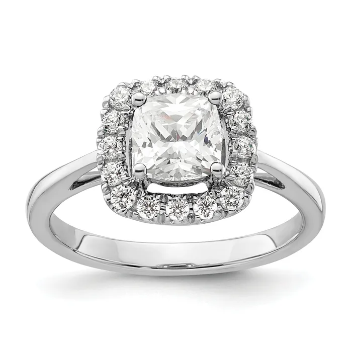 Rings Goldia 14k White Gold 14 Ct Lab Grown Diamond VSSI G April Birthstone White Sapphire Halo Ring Rings Goldia 14k White Gold 14 Ct Lab Grown Diamond VSSI G April Birthstone White Sapphire Halo Ring