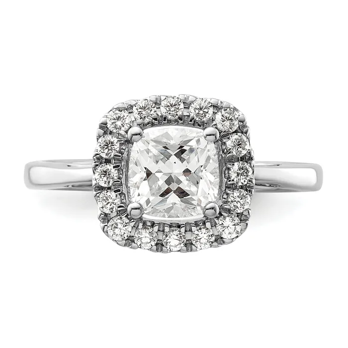 Rings Goldia 14k White Gold 14 Ct Lab Grown Diamond VSSI G April Birthstone White Sapphire Halo Ring