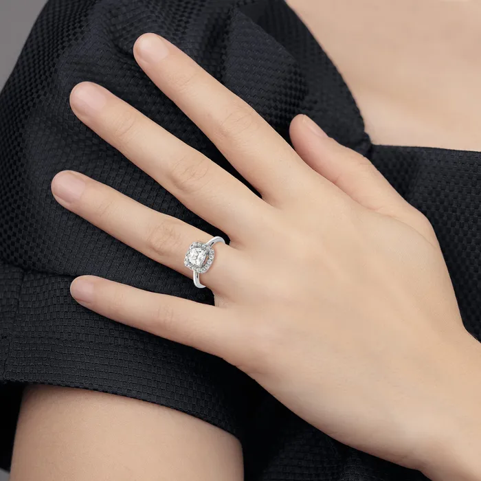 Rings Goldia 14k White Gold 14 Ct Lab Grown Diamond VSSI G April Birthstone White Sapphire Halo Ring