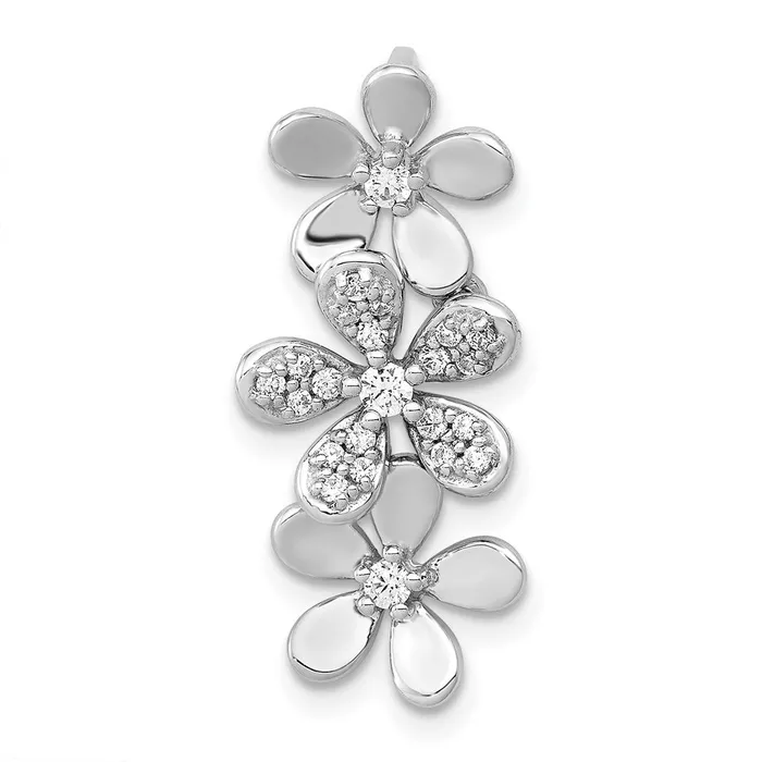 Rings Goldia 14k White Gold 15ct Real Diamond Three Flower Chain Slide