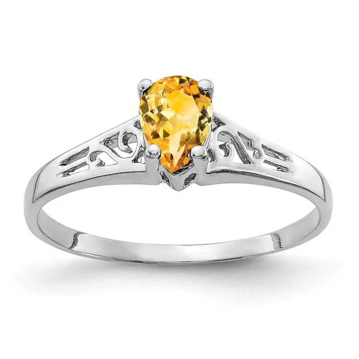 Rings Goldia 14k White Gold 6x4mm Pear Citrine Checker ring