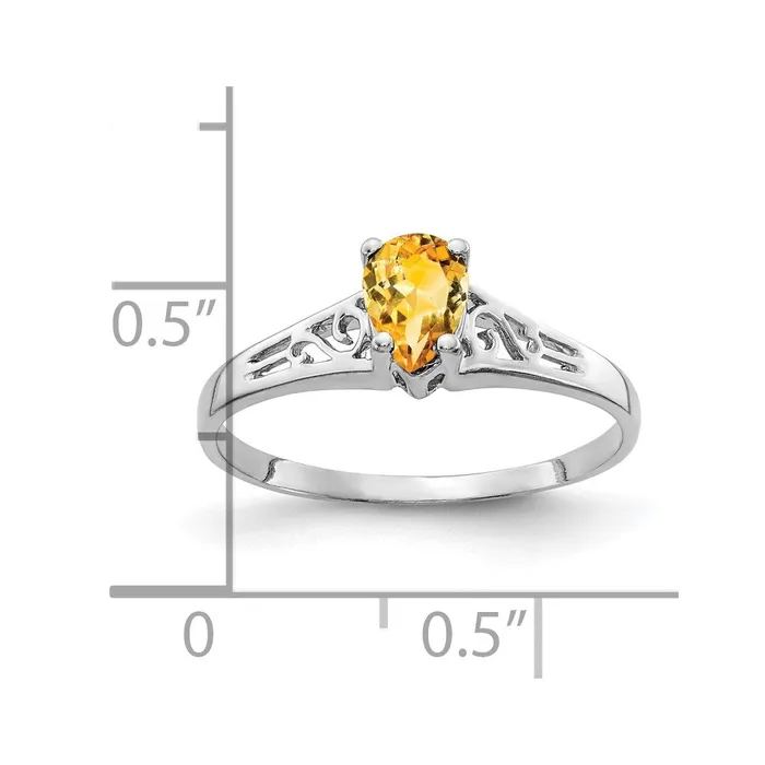 Rings Goldia 14k White Gold 6x4mm Pear Citrine Checker ring