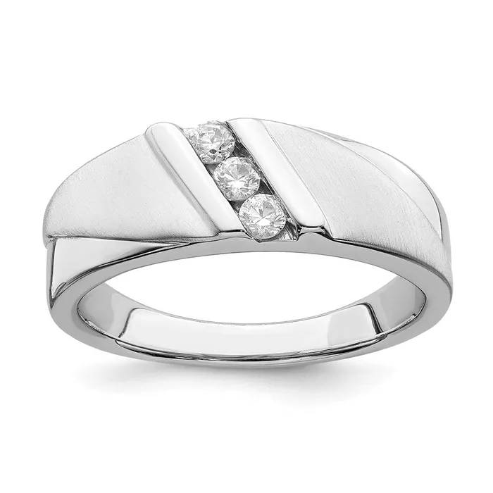 Rings Goldia 14k White Gold Mens Real Diamond Band