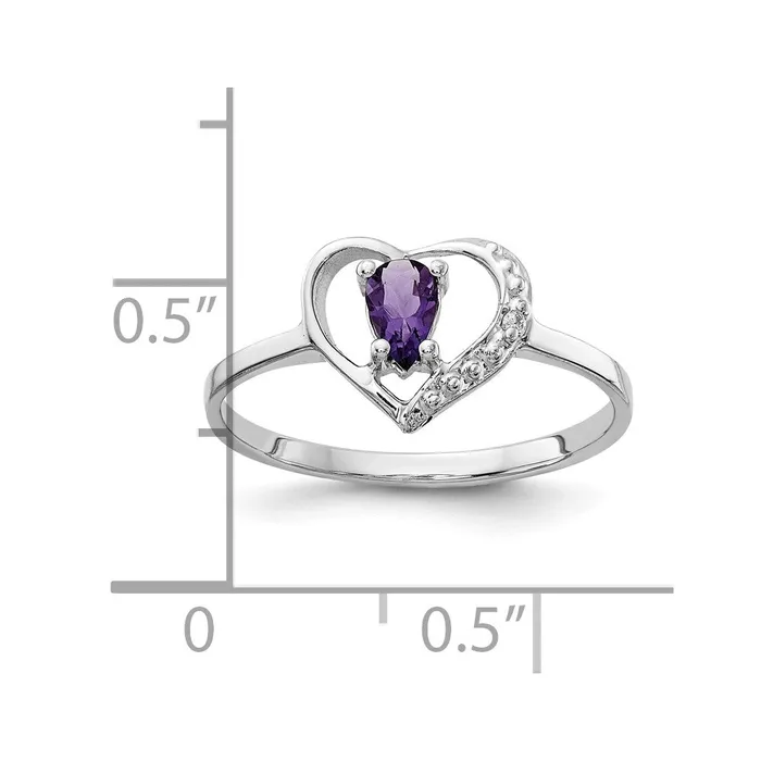 Rings Goldia 14k White Gold Polished 01ct Diamond u0026 5x3 Pear Gemstone Heart Ring Mount