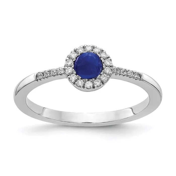 Rings Goldia 14k White Gold Real Diamond and Cabochon Sapphire Ring