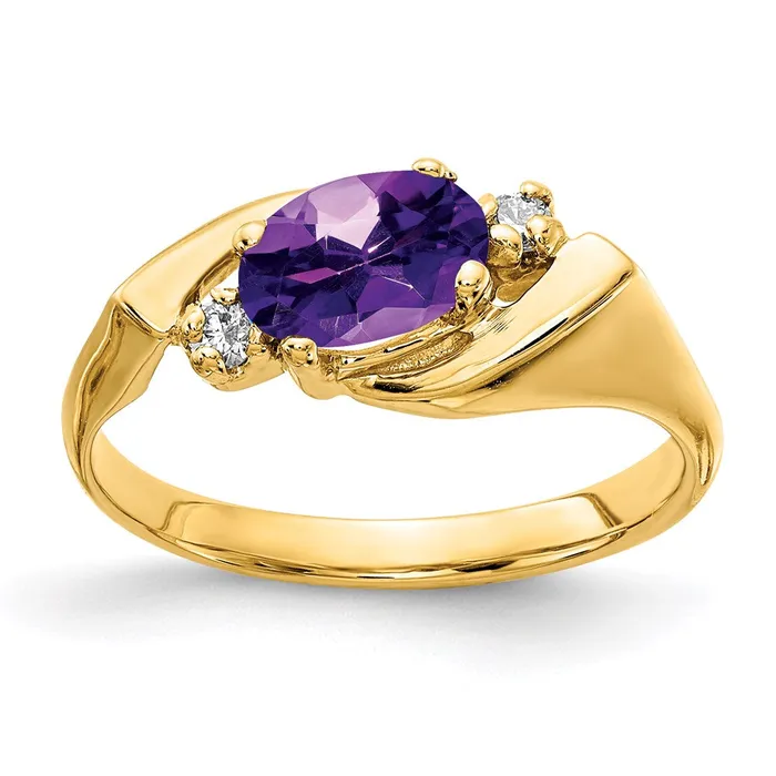 Rings Goldia 14K Yellow Gold 7x5mm Oval Amethyst Checker A Real Diamond ring Rings Goldia 14K Yellow Gold 7x5mm Oval Amethyst Checker A Real Diamond ring