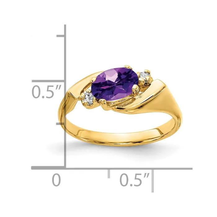 Rings Goldia 14K Yellow Gold 7x5mm Oval Amethyst Checker A Real Diamond ring