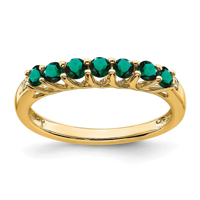 Rings Goldia 14K Yellow Gold Created Alexandrite and Real Diamond 7stone Ring