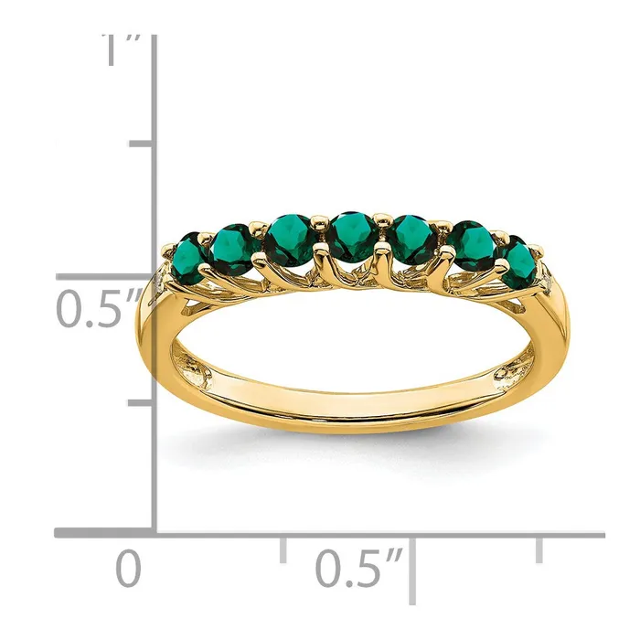 Rings Goldia 14K Yellow Gold Created Alexandrite and Real Diamond 7stone Ring