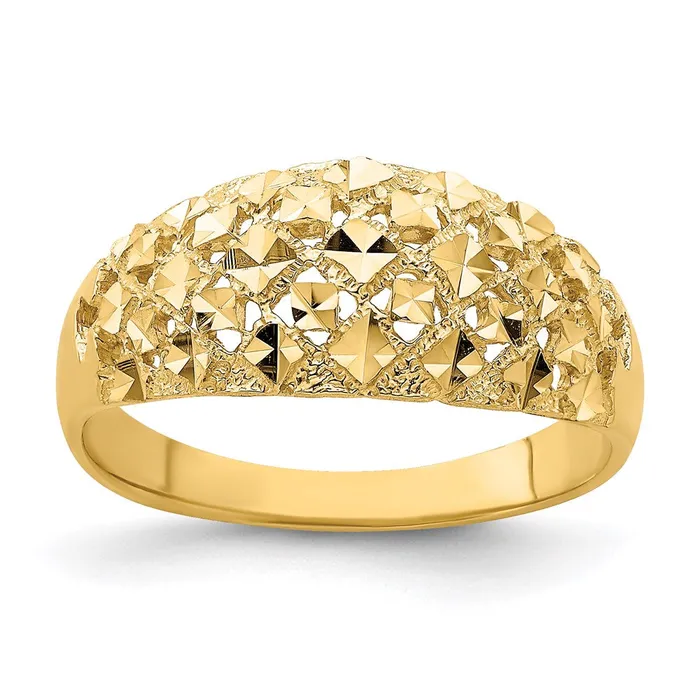 Rings Goldia 14K Yellow Gold Diamondcut Mini Real Diamond Pattern Dome Ring