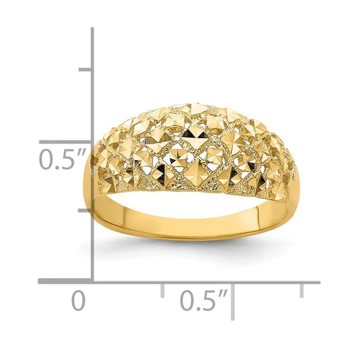 Rings Goldia 14K Yellow Gold Diamondcut Mini Real Diamond Pattern Dome Ring
