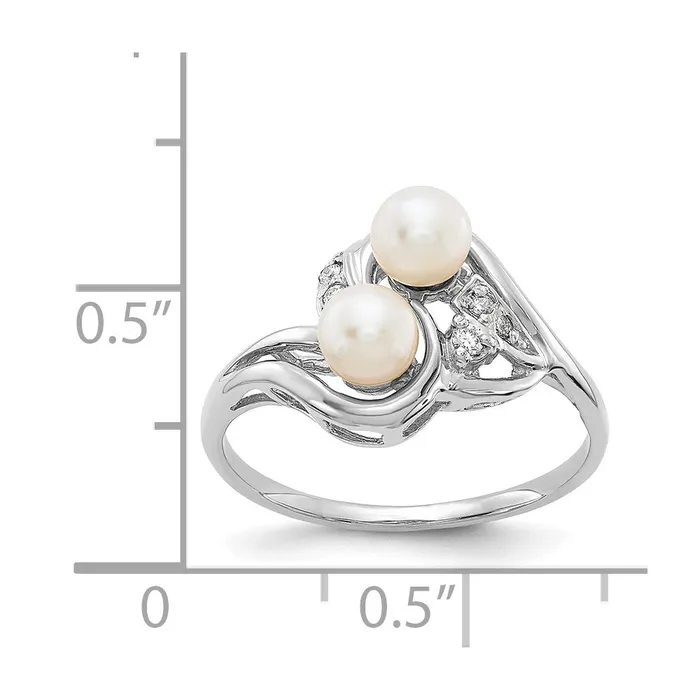 Rings Goldiacom 14k White Gold 45mm FW Cultured Pearl AAA Real Diamond ring