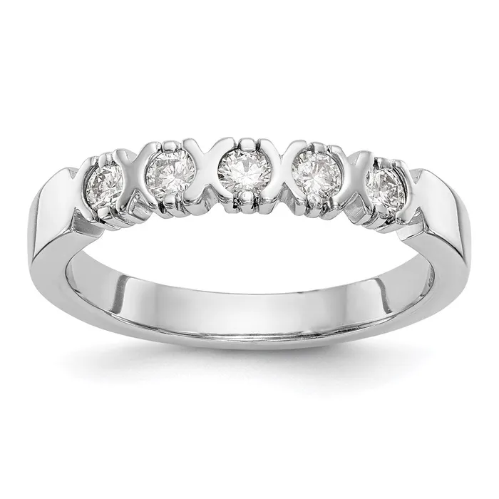 Rings Goldiacom 14K White Gold 5Stone Real Diamond Band