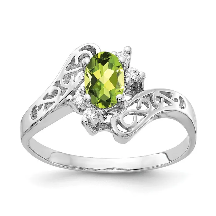 Rings Goldiacom 14k White Gold 6x4mm Oval Peridot A Real Diamond ring