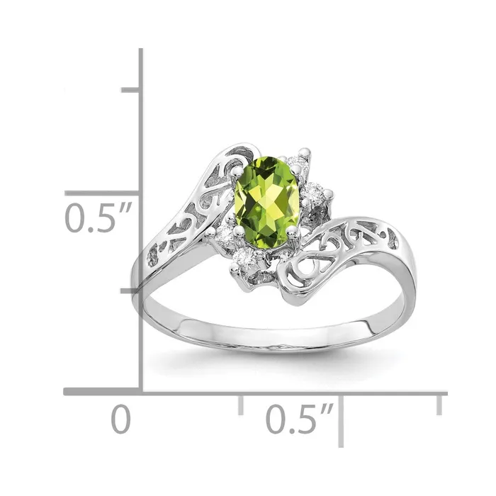 Rings Goldiacom 14k White Gold 6x4mm Oval Peridot A Real Diamond ring