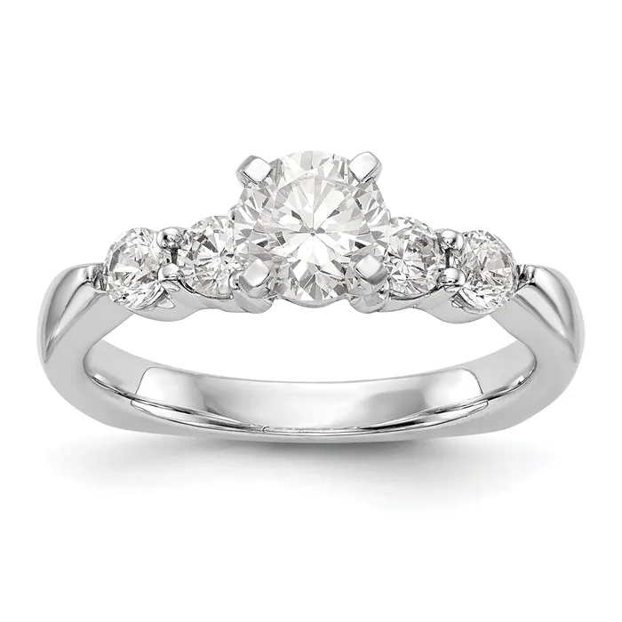 Rings Goldiacom 14K White Gold Diamond Peg Set CZ Engagement Ring