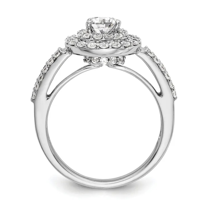 Rings Goldiacom 14K White Gold Round Simulated Diamond Halo Engagement Ring
