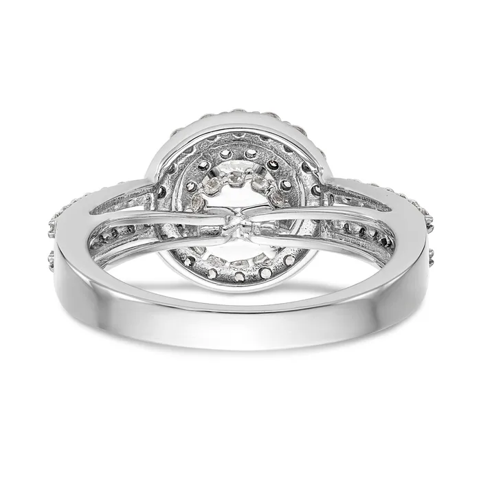 Rings Goldiacom 14K White Gold Round Simulated Diamond Halo Engagement Ring