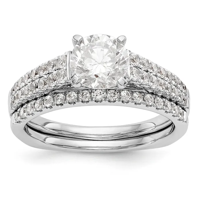 Rings Goldiacom 14K White Gold Simulated Diamond Engagement Ring
