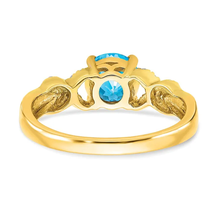Rings Goldia Solid 14k Twotone Simulated Blue Topaz and CZ Ring