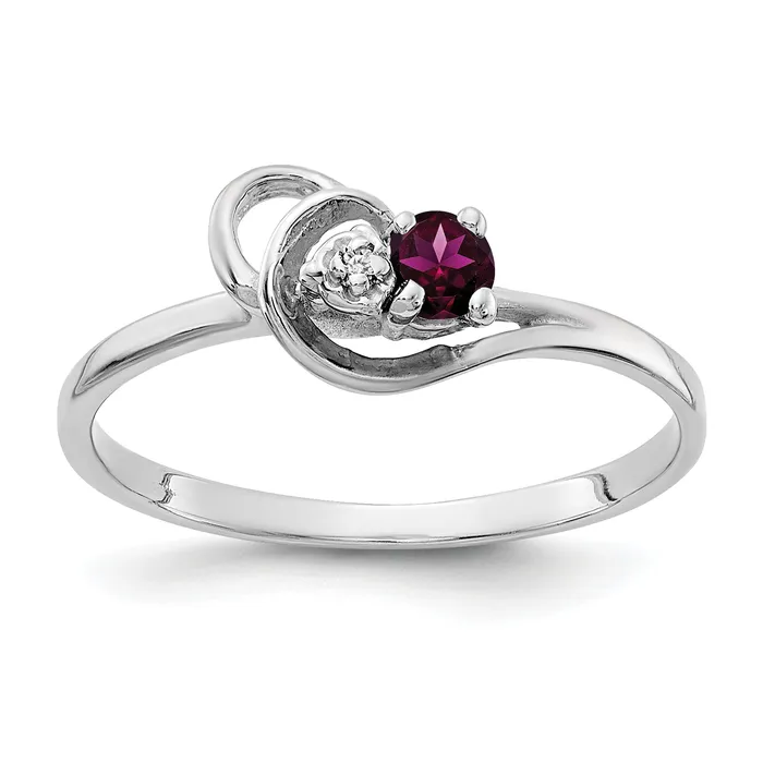 Rings Goldia Solid 14k White Gold 3mm Rhodolite Simulated Garnet AA CZ Ring