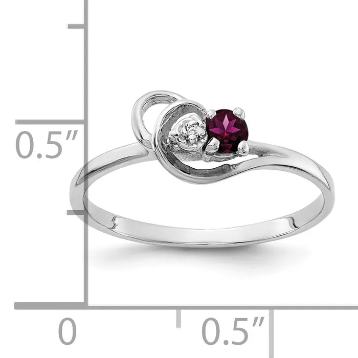 Rings Goldia Solid 14k White Gold 3mm Rhodolite Simulated Garnet AA CZ Ring