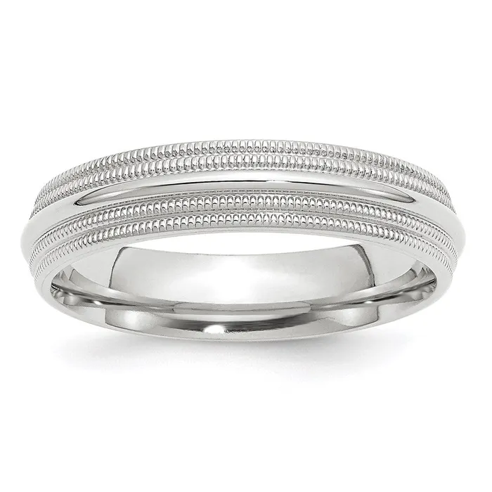 Rings Goldia Solid 14K White Gold 5mm Double Milgrain Comfort Fit MensWomens Wedding Band Ring Size 65 Rings Goldia Solid 14K White Gold 5mm Double Milgrain Comfort Fit MensWomens Wedding Band Ring Size 65