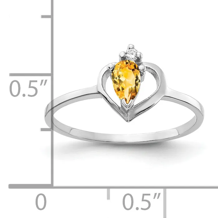 Rings Goldia Solid 14k White Gold 5x3mm Pear Simulated Citrine AAA CZ Ring