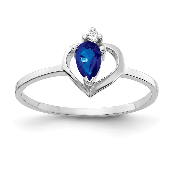 Rings Goldia Solid 14k White Gold 5x3mm Pear Simulated Sapphire AAA CZ Ring