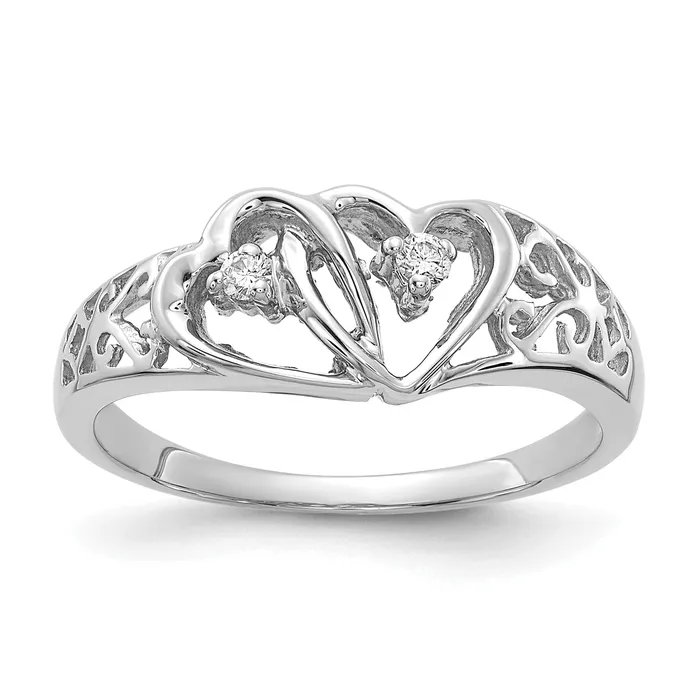 Rings Goldia Solid 14k White Gold A Simulated CZ heart Ring