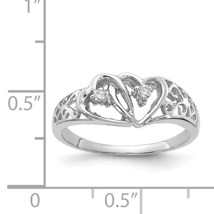 Rings Goldia Solid 14k White Gold A Simulated CZ heart Ring