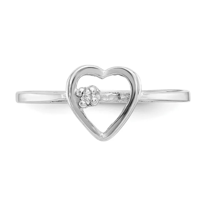 Rings Goldia Solid 14k White Gold A Simulated CZ heart Ring