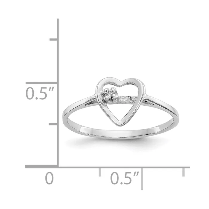 Rings Goldia Solid 14k White Gold A Simulated CZ heart Ring