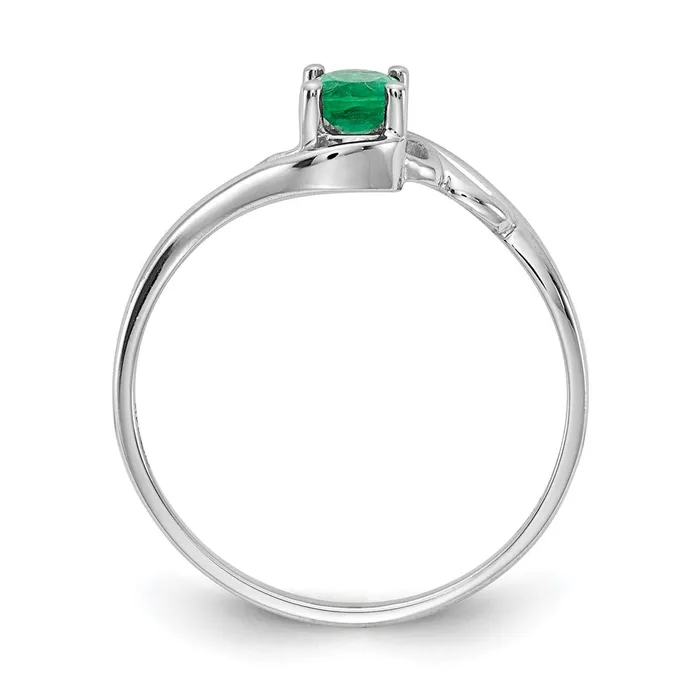 Rings Goldia Solid 14k White Gold Simulated Emerald Ring