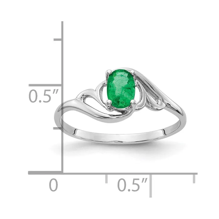 Rings Goldia Solid 14k White Gold Simulated Emerald Ring