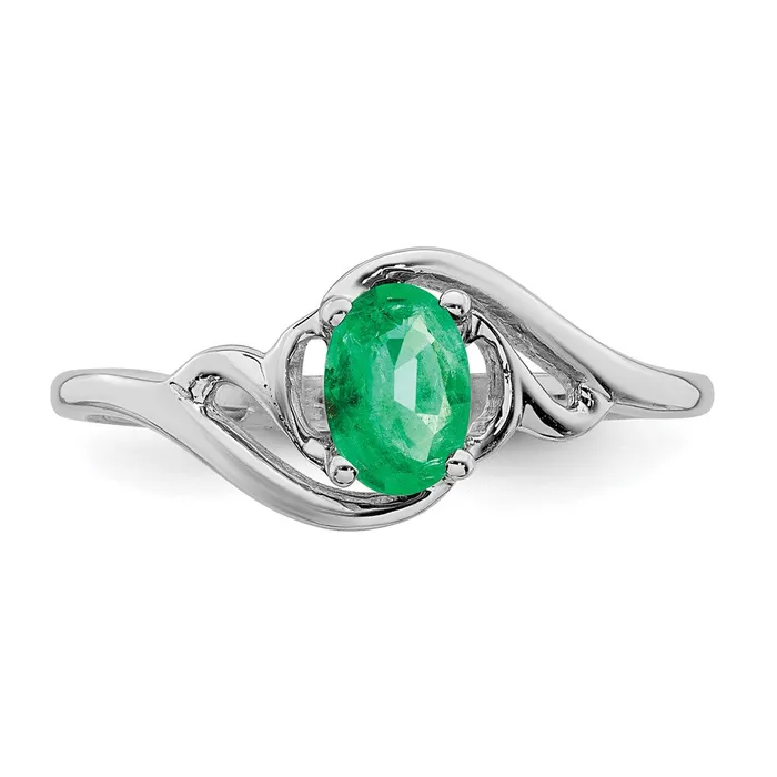Rings Goldia Solid 14k White Gold Simulated Emerald Ring