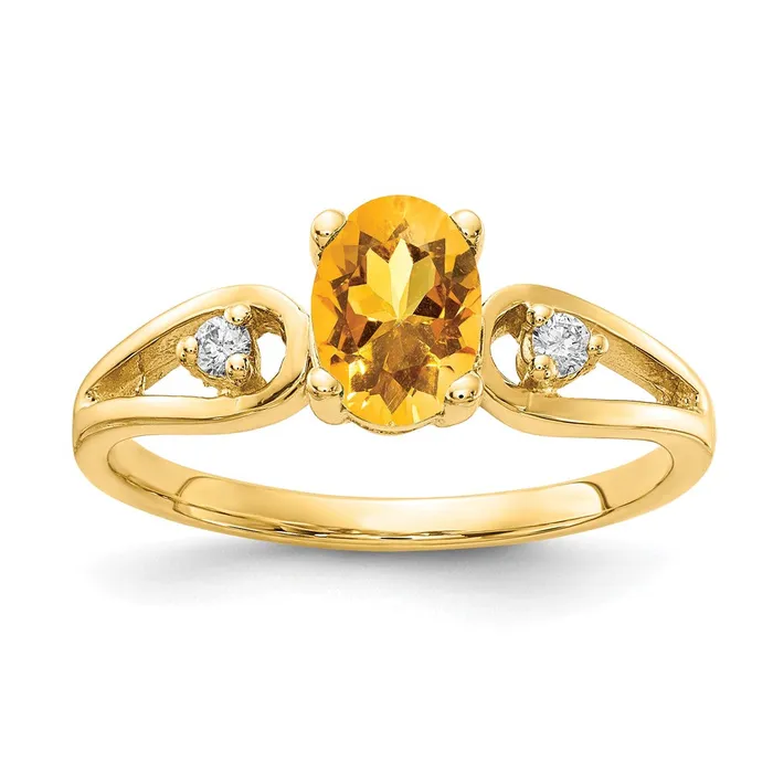 Rings Goldia Solid 14k Yellow Gold 7x5mm Oval Simulated Citrine A CZ Ring Rings Goldia Solid 14k Yellow Gold 7x5mm Oval Simulated Citrine A CZ Ring