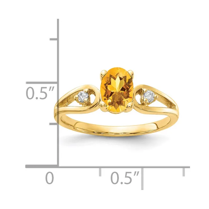 Rings Goldia Solid 14k Yellow Gold 7x5mm Oval Simulated Citrine A CZ Ring