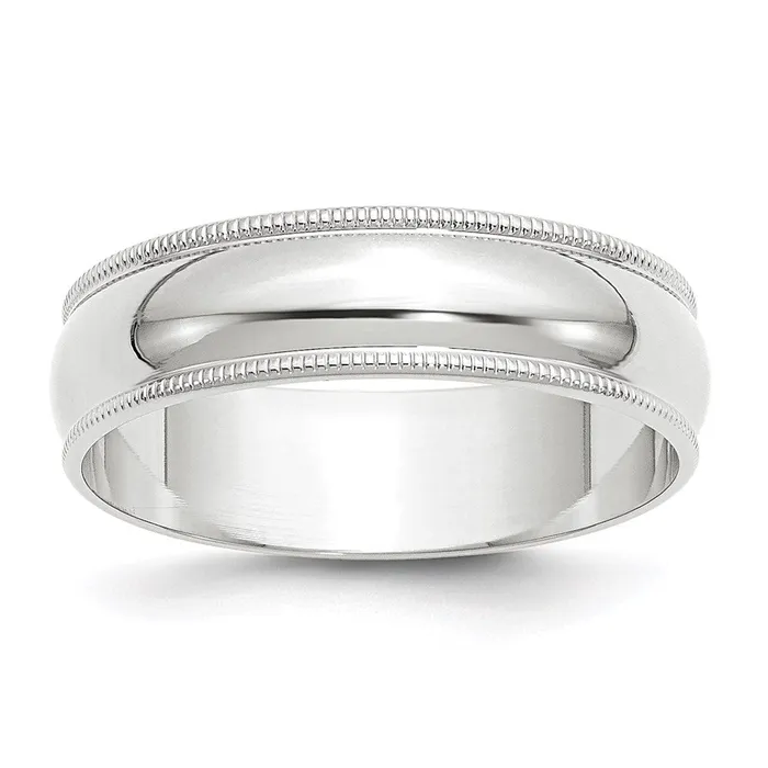 Rings Goldia Solid 18K White Gold 6mm Light Weight Milgrain Half Round MensWomens Wedding Band Ring Size 125 Rings Goldia Solid 18K White Gold 6mm Light Weight Milgrain Half Round MensWomens Wedding Band Ring Size 125