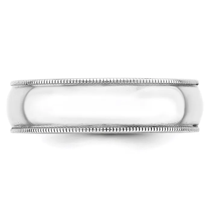 Rings Goldia Solid 18K White Gold 6mm Light Weight Milgrain Half Round MensWomens Wedding Band Ring Size 125 Rings Goldia Solid 18K White Gold 6mm Light Weight Milgrain Half Round MensWomens Wedding Band Ring Size 125