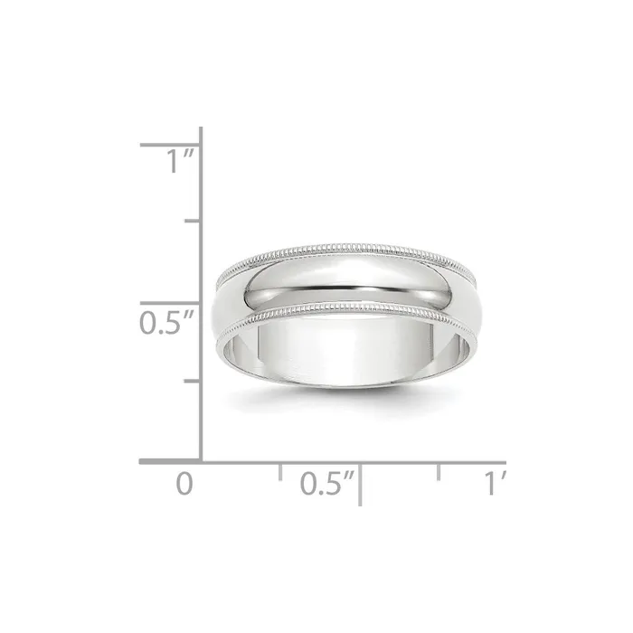 Rings Goldia Solid 18K White Gold 6mm Light Weight Milgrain Half Round MensWomens Wedding Band Ring Size 125 Rings Goldia Solid 18K White Gold 6mm Light Weight Milgrain Half Round MensWomens Wedding Band Ring Size 125