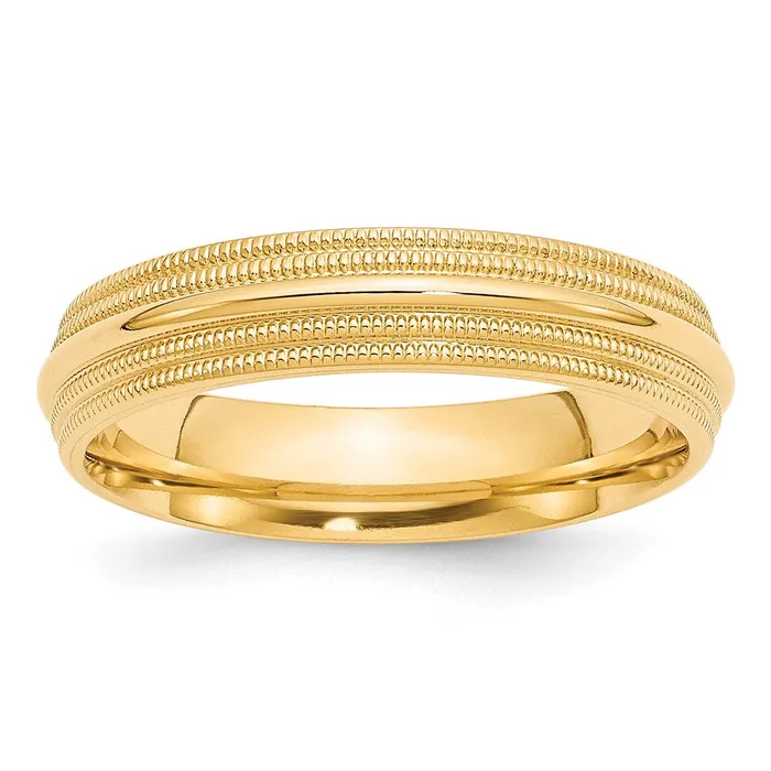 Rings Goldia Solid 18K Yellow Gold 5mm Double Milgrain Comfort Fit MensWomens Wedding Band Ring Size 9