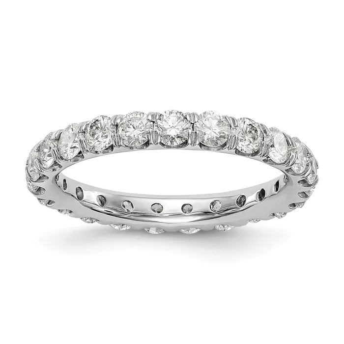 Rings Goldia Solid Real 14k White Gold Polished U Shared Prong 2ct CZ Eternity Wedding Band Ring Rings Goldia Solid Real 14k White Gold Polished U Shared Prong 2ct CZ Eternity Wedding Band Ring