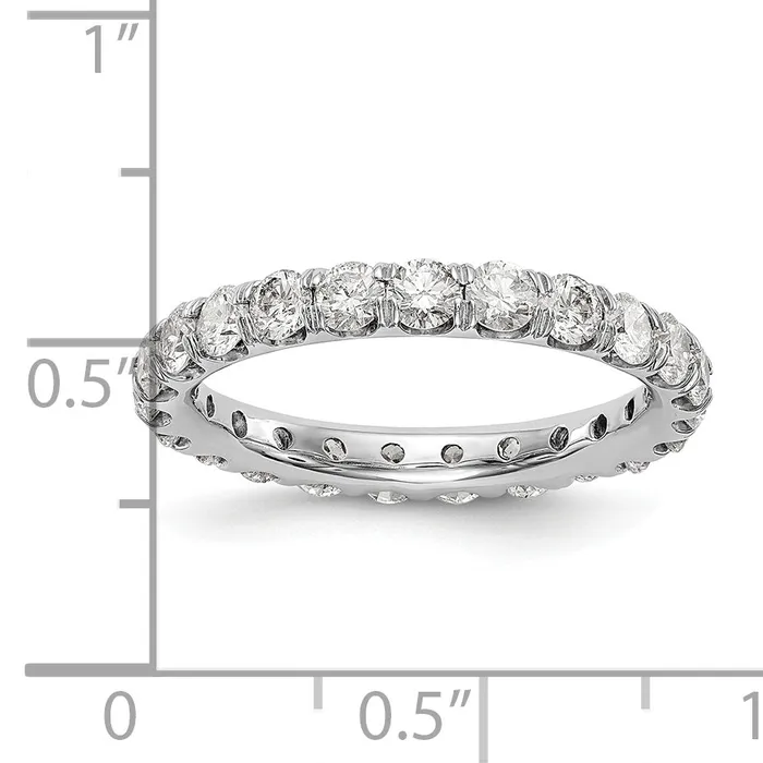 Rings Goldia Solid Real 14k White Gold Polished U Shared Prong 2ct CZ Eternity Wedding Band Ring
