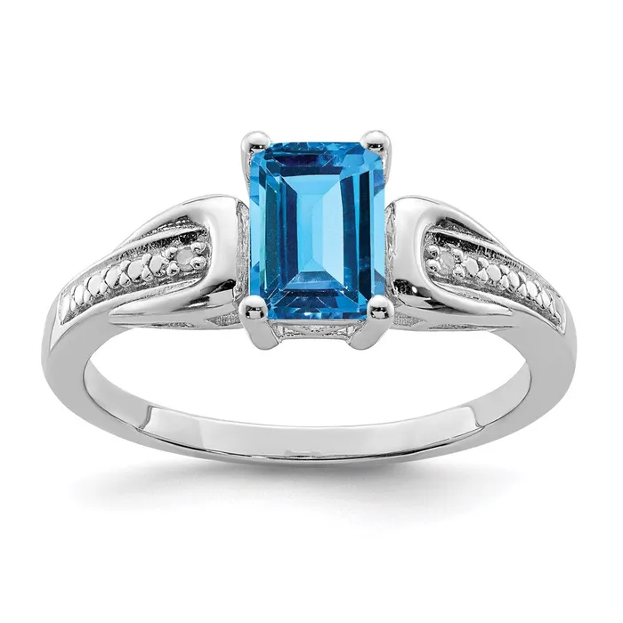 Rings Goldia Sterling Silver Rhodium Diamond u0026 Light Blue Topaz Ring