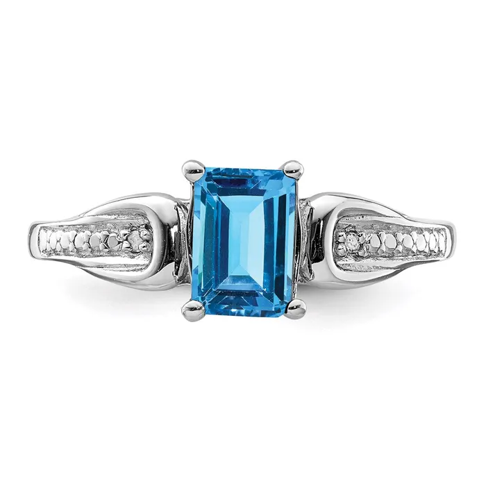 Rings Goldia Sterling Silver Rhodium Diamond u0026 Light Blue Topaz Ring