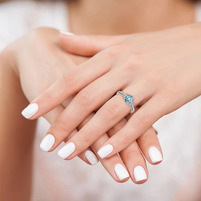 Rings Goldia Sterling Silver Rhodium Diamond u0026 Light Blue Topaz Ring