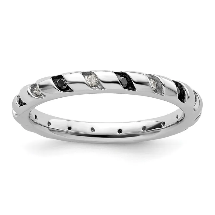 Rings Goldia Sterling Silver Stackable Expressions Black u0026 White Diamond Ring Rings Goldia Sterling Silver Stackable Expressions Black u0026 White Diamond Ring