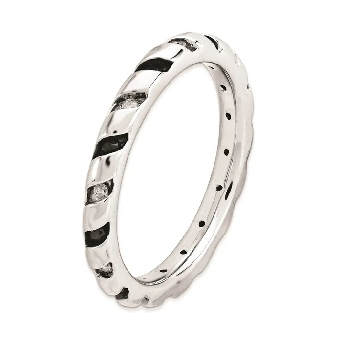 Rings Goldia Sterling Silver Stackable Expressions Black u0026 White Diamond Ring