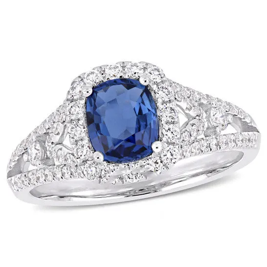 Rings JMS always Original Amour 1 16 CT TGW Sapphire and 58 CT TW Diamond Vintage Ring in 14k White Gold Rings JMS always Original Amour 1 16 CT TGW Sapphire and 58 CT TW Diamond Vintage Ring in 14k White Gold
